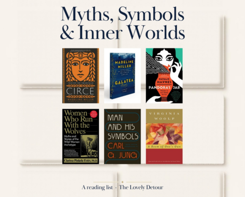 Books on Mythology, Symbols & Women’s Inner Worlds cover photo collage