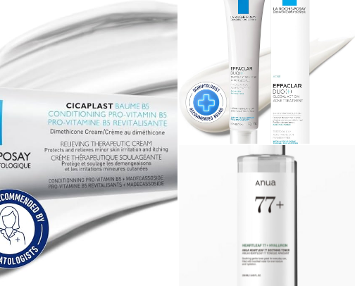 Essential skincare products for glowy and acne free skin cover photo collage