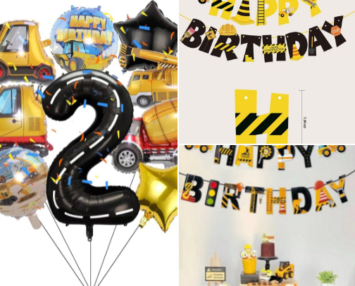 Construction Themed 2nd Birthday cover photo collage