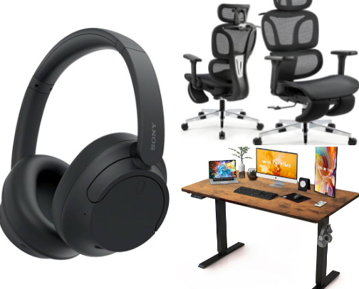 Work from home boss babe setup cover photo collage