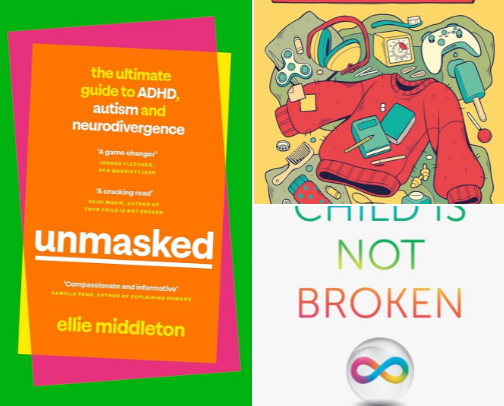 Books to support ND parenting and ND living cover photo collage