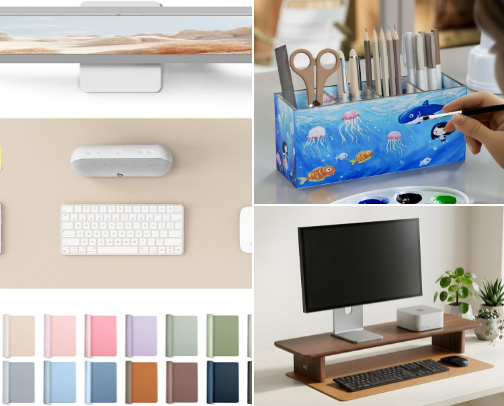 Aesthetic Desk Setup & Workspace Essentials cover photo collage