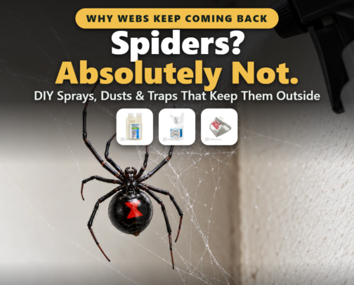 Spiders? Absolutely Not. DIY Barrier Sprays, Dusts and Traps That Keep Them Outside cover photo collage