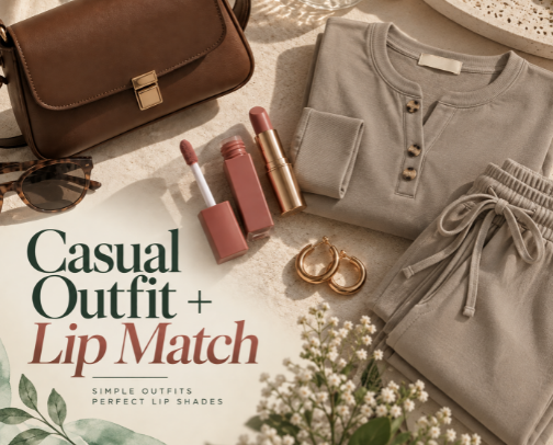Affordable Casual Outfits for Women + Lipstick Match cover photo collage