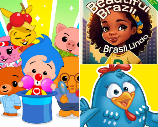 Learning Brazilian Portuguese for Kids cover photo collage