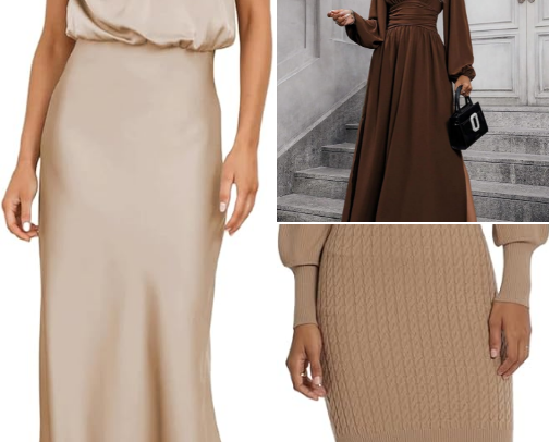 Nude, Beige & Brown Dresses: Every Occasion cover photo collage