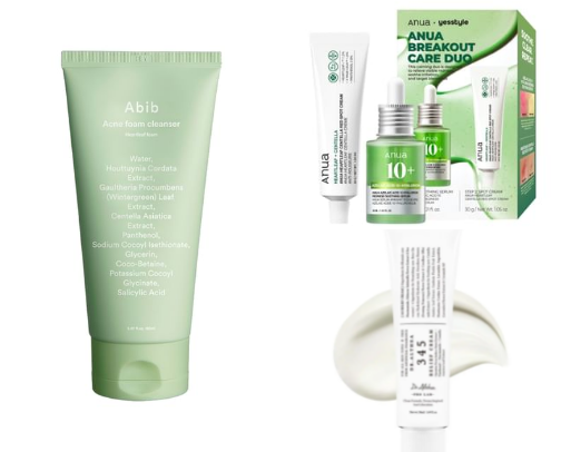 Skincare products for acne prone and oily skin cover photo collage