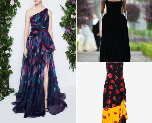High end designer dresses cover photo collage