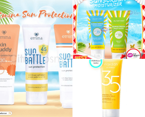 Rekomendasi Aneka sunscreen cover photo collage