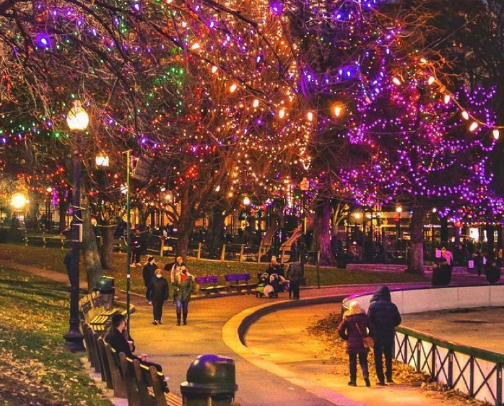 10+ Places to See Holiday Lights Around Boston cover photo collage