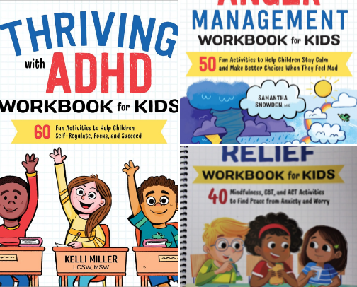 Get Free - Thriving with ADHD Workbook for Kids: 60 Fun Activities to Help Children Self-Regulate, Focus, and Succeed (Health and Wellness Workbooks for Kids) companion resources cover photo collage