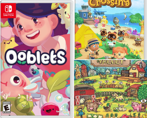 cozy & wholesome Nintendo Switch games cover photo collage