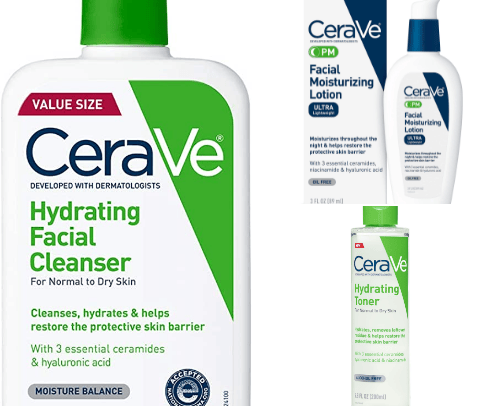 Skincare products cover photo collage