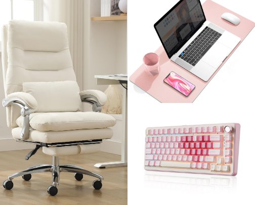 The Dreamy & Productive Pink Office cover photo collage