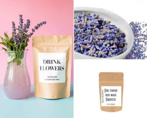 Lavender Wedding Drinks, Food, and Decor cover photo collage