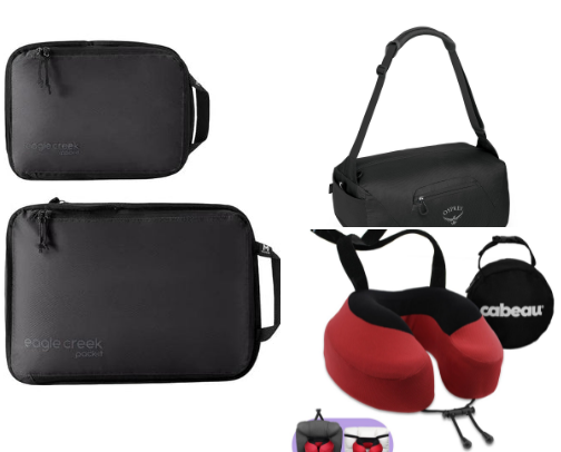 🧳 Travel isn’t just about where you go, but how you go. Here are a few essentials that transform a trip from stressful to seamless: 	
•	Packing cubes to keep everything in order. 	
•	A foldable duffle for the souvenirs and surprises. 	
•	A universal adapter, because power matters everywhere. 	
•	Comfort companions: neck pillow + eye mask. 	
•	A compact luggage scale, because calm begins at check-in cover photo collage