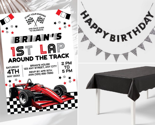 Fast ONE / 1st Lap / Race Car Themed Party cover photo collage