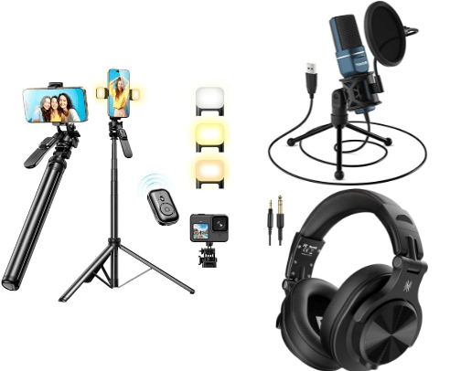 Tools essentials for create content video cover photo collage