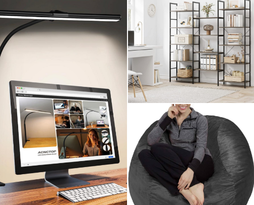 Office essentials and home goods 🛋 🖥 cover photo collage