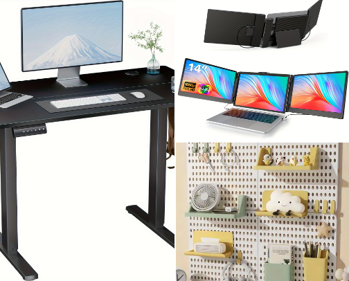 working from home desk set up cover photo collage