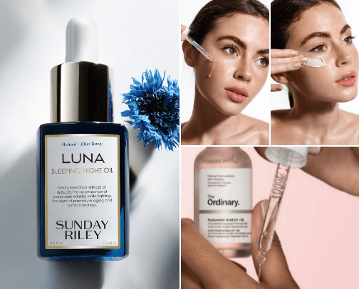 Facial care products 
Recommended by dermatologists cover photo collage
