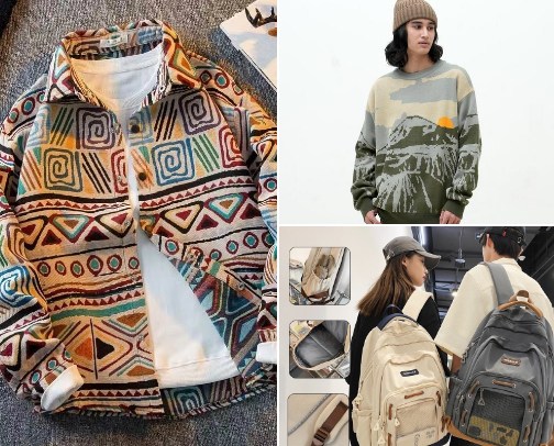 Jacket / sweater / outer ethnic & Bag/backpack for travel/hiking cover photo collage