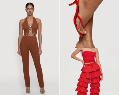 Fashionable Women Jumpsuits, Trendy Ruffle Pants | Classy Midi Length Dresses & Stylish Shoes: Small to Plus Sizes cover photo collage