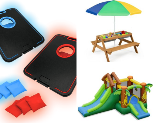 Top 15 Outdoor Toys/Games To Keep Them Busy. cover photo collage