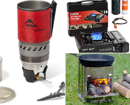 Camping products. cover photo collage