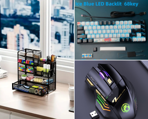 Home office must haves and accessories. cover photo collage