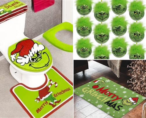 Grinch decorations and grinch accessories cover photo collage