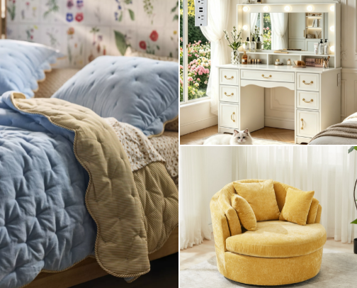 Dreamy Light Blue & Yellow Bedroom Decor 💙✨️ cover photo collage