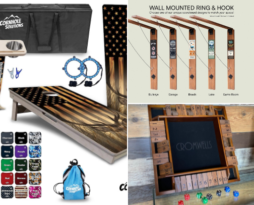 Personalized Handmade Outdoor Games.  Must have for you next outdoor gathering cover photo collage