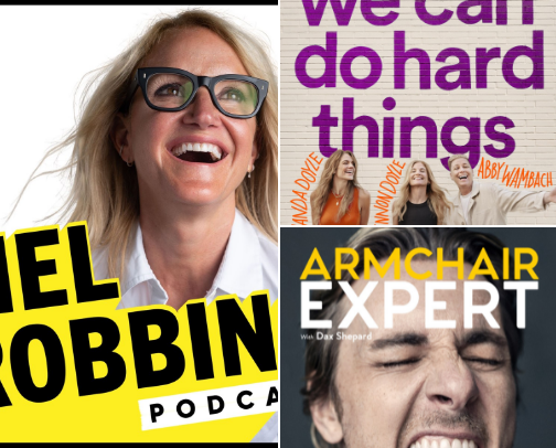 Podcasts I Actually Come Back To cover photo collage