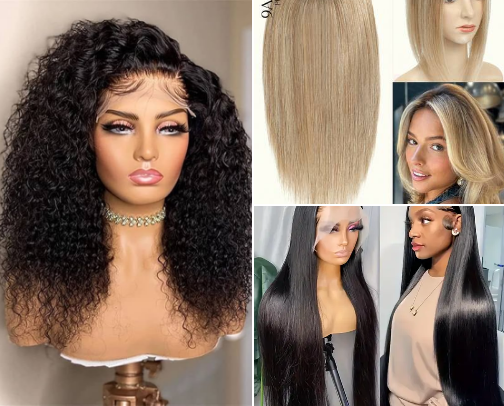 Human wigs for women cover photo collage