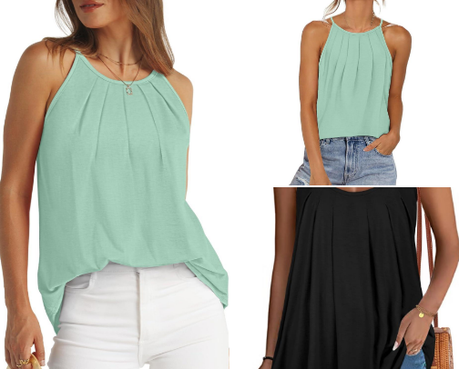 Top 10 Pleated Spaghetti Strap Tank Tops cover photo collage