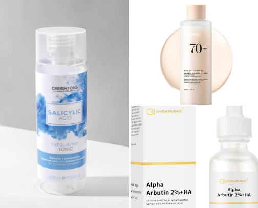 Products you’d find on my skincare shelf😁 cover photo collage