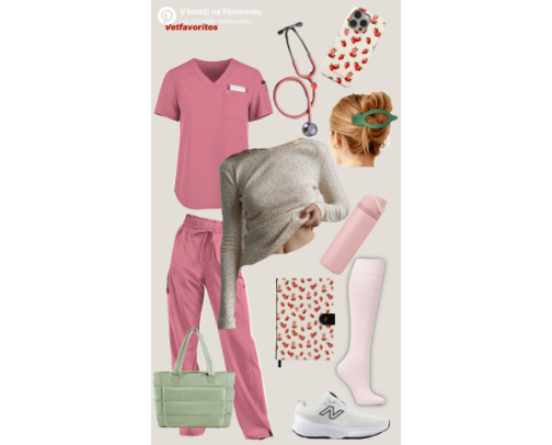 Clinic outfit inspiration, pink strawberry 🍓 cover photo collage