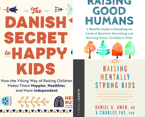 parenting audiobooks i’m listening to promote happy, independent kiddos 😌 cover photo collage