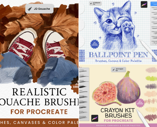 procreate brushes & other assets cover photo collage