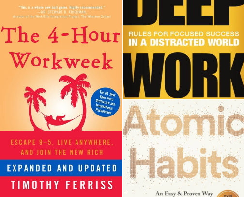 Books for Self-Improvement & Breaking Free from the 9‑to‑5 cover photo collage