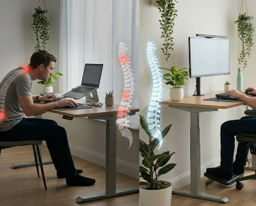 Desk Setup for Chronic Back Pain and WFH Neck Strain cover photo collage