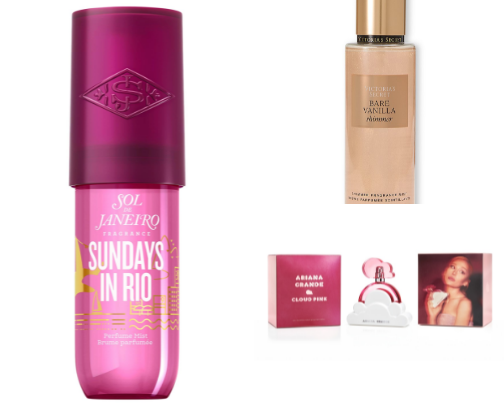 hair + body mists, perfume cover photo collage