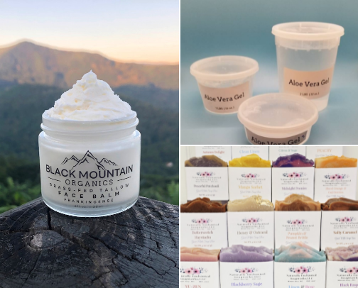 Natural beauty products on Etsy cover photo collage