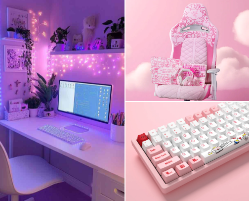 🎮💖 Girly Gaming Setup Must Haves 💻✨ cover photo collage