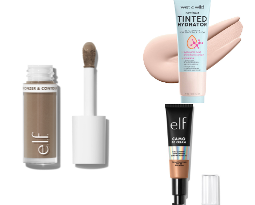 Makeup, makeup wipes, and brushes cover photo collage