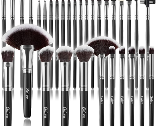 Make up brushes cover photo collage