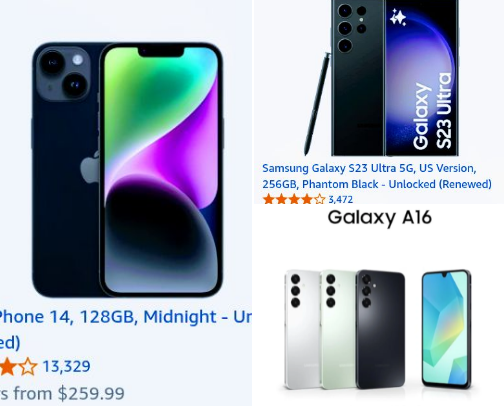 Budget Friendly / Best-Selling Smartphones on Amazon — iPhone, Samsung, Google Pixel & Android Phones cover photo collage