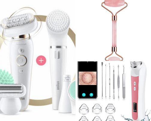 Skin care gadgets cover photo collage