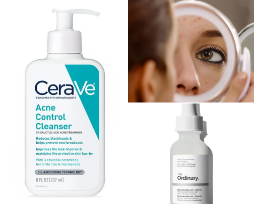 Products for oily skin cover photo collage